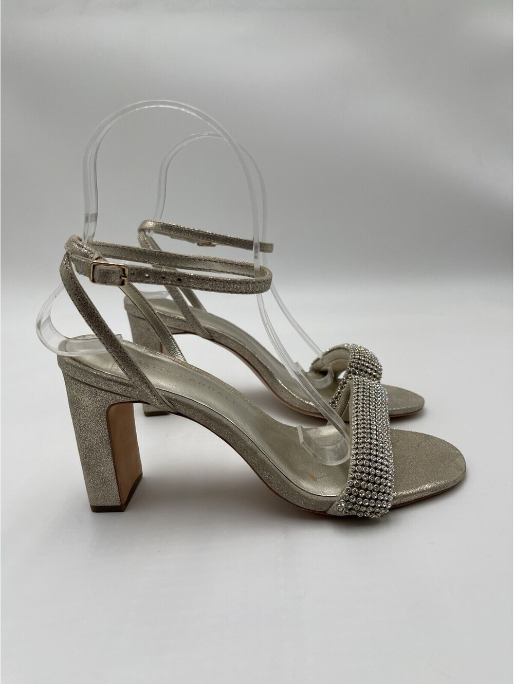 Loeffler Randall Shay Rhinestone Ankle-Strap Sandals in Cappuccino Size 6